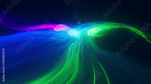 Vibrant Neon Energy Flow, Abstract Light Trails, Futuristic Digital Stream, Dynamic Color Swirls