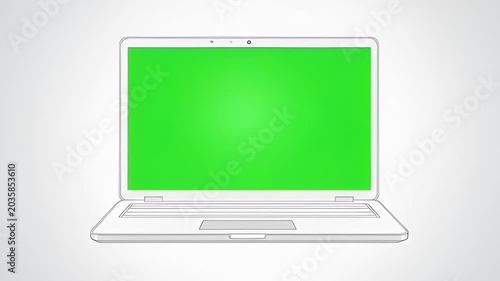 White Laptop with Green Screen, Technology Mockup, Digital Device Display, Modern Computer Interface