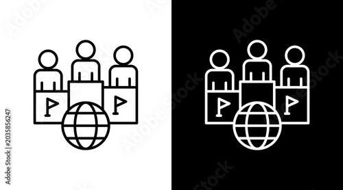 Tableau sur toile Coalition Outline White Icon Set Design