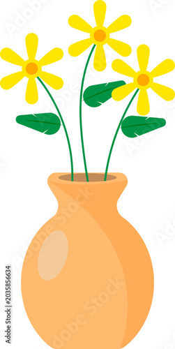 Yellow Flowers in a Vase Illustration