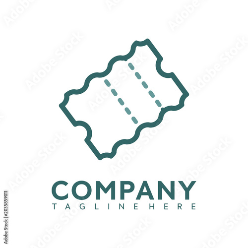 Modern company logo design featuring a stylized map outline with a dashed line and placeholder text for a business tagline on a clean white background.