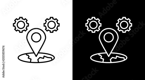 Tableau sur toile Localization Outline White Icon Set Design