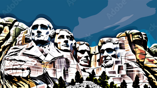 Принти на полотні Mount Rushmore National Memorial, a colossal sculpture carved into the granite face of Mount Rushmore in the Black Hills of South Dakota, USA