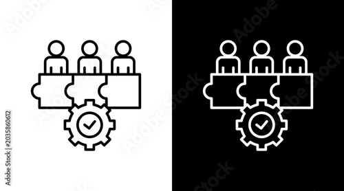 Fotografie Team Engagement Outline White Icon Set Design
