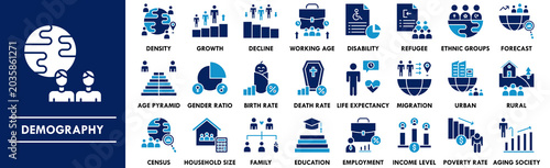 Photos Demography duotone icon collection set