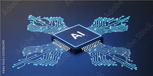 Artificial Intelligence, AI Chip, Circuit Board, Technology Background