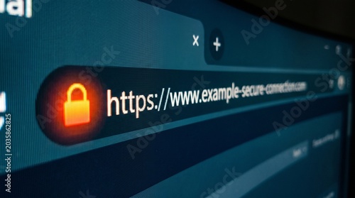Red unlocked padlock icon in a web browser's address bar indicating an insecure HTTPS connection on a dark screen.
