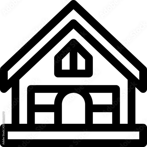 Grid of black line housing and building icons representing homes, apartments, cottages, offices and property concepts. Clean outline style suited for UI, real estate, architecture 