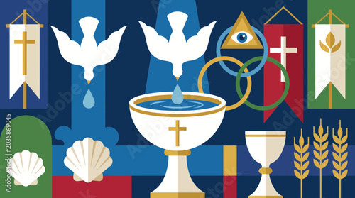 Photos Baptism Imagery Combined with Trinity Sunday Celebration Art