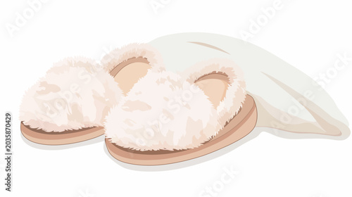 Fluffy, soft slippers with grayish fur and open-toe design