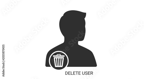 Tableau sur toile Delete user icon with human silhouette and trash can symbol
