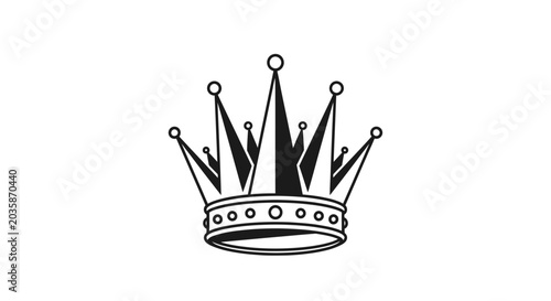 Fotografía Detailed black and white line art majestic crown icon.