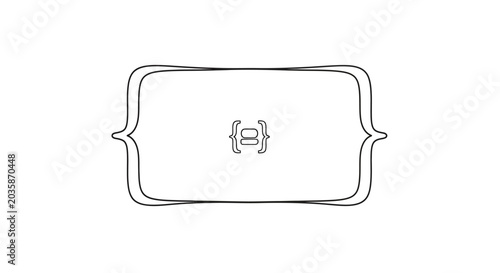 Foto Decorative curly bracket frame with minimalist symbol.