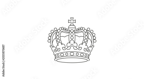 Elegant royal crown outline illustration on white background
