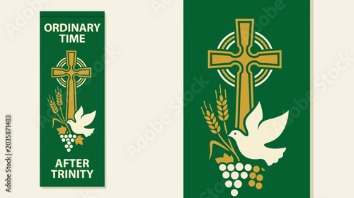 Photography Green Liturgical Season Banner After Trinity Sunday Feast