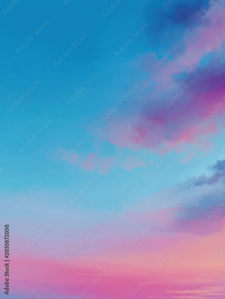 Obraz premium Soft Romantic Sunset Sky With Pastel Colored Clouds