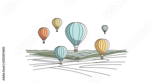 Konstfotografi Colorful hot air balloons floating freely.