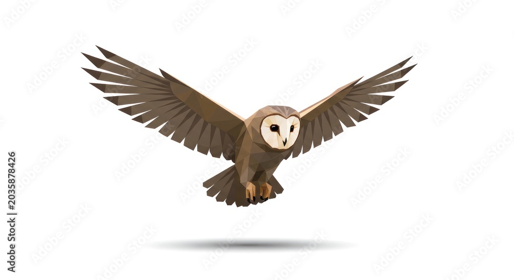 Fototapeta premium A brown owl is flying through the air with its wings spread.