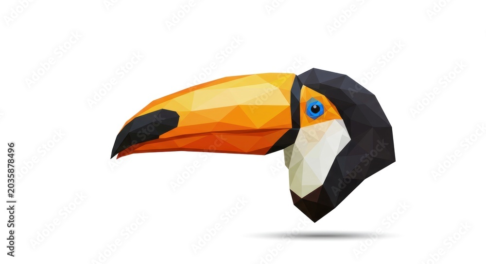 Obraz premium Vibrant Toucan Bird Head Illustration with Large Orange Beak and Blue Eye
