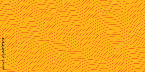 Tableau sur toile Abstract background with an orange and yellow hand-drawn wavy lines pattern