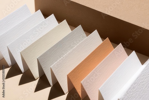 Elegant Paper Swatches Displayed with Natural Light and Shadows