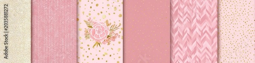 Elegant Pink and Gold Patterns Seamless Digital Papers