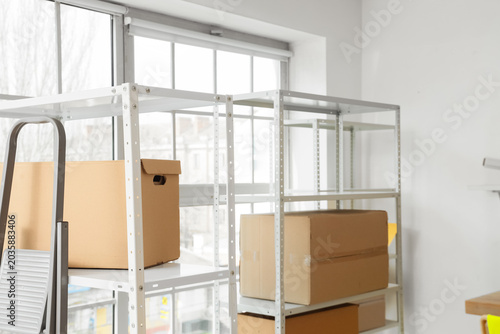 Shelf units with cardboard ...
