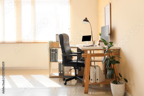 Modern workplace with compu...