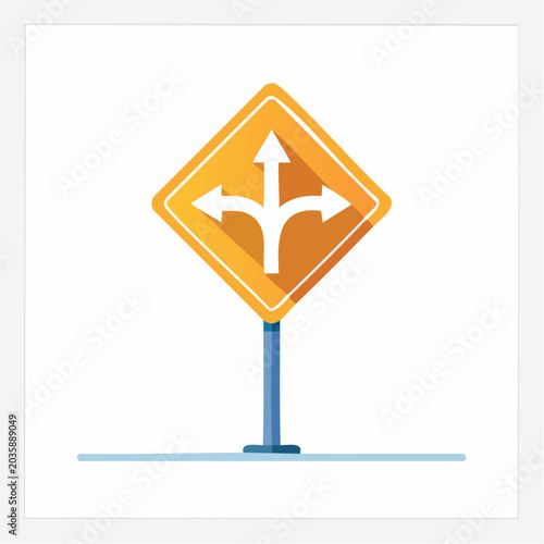 Directional Road Sign with Multiple Arrows