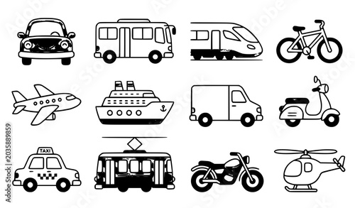 Tableau sur toile Transportation modes icons