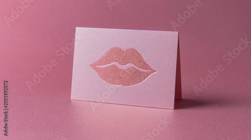 Pink Lips Greeting Card on Textured Background
