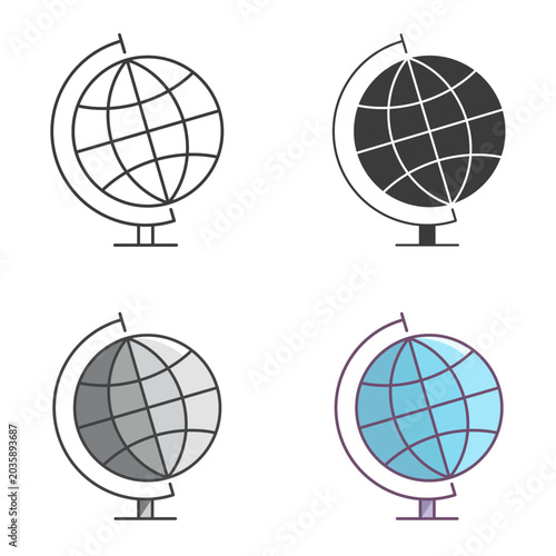 Globe icon set. Geography symbol. Vector isolated illustration