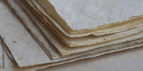 Stack of Handmade Paper with Textured Edges and Natural Hues