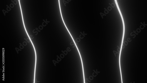 Elegant White Light Curves Flowing Vertically on Black Background

