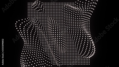 Warped White Dot Grid Flowing Across Black Digital Texture
