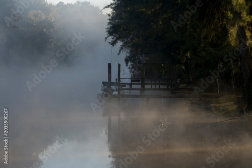 Obraz na płótnie Niebla al amanecer en el rio