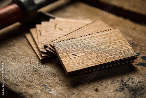 Wooden Business Cards Rustic Craftsmanship and Organic Texture