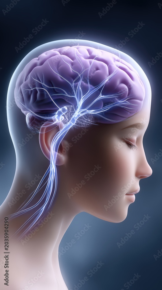 Obraz premium Human brain and nervous system medical illustration