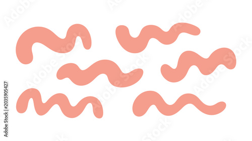 Quadro su tela Coral colored segmented worms arranged in playful composition on soft neutral be