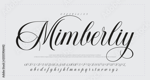 Foto Lettering signature font isolated on grey background
