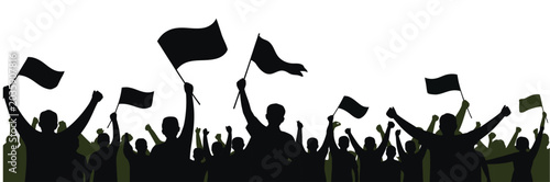 Foto Football Fans silhouette collection featuring cheering supporters, flags and stadium celebration poses, vector illustration for sports and championship concepts