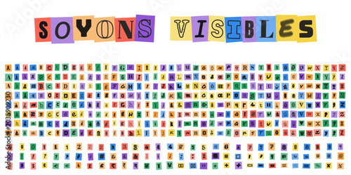Fotografía SOYONS VISIBLES alphabet de style lettre de rancon, ensemble de lettres decoupee
