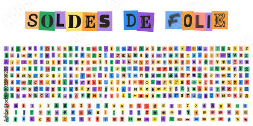 Photos SOLDES DE FOLIE alphabet style lettre anonyme pour design graphique et typograph