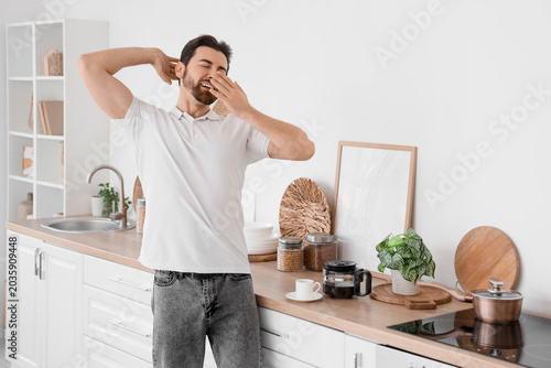 Morning of handsome man str...