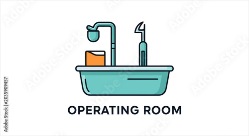 Schilderij op canvas Medical Operating Room Equipment Illustration.