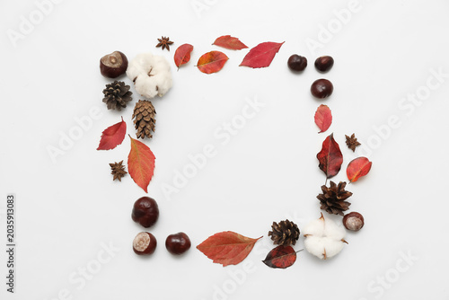 Frame made of autumn leaves...
