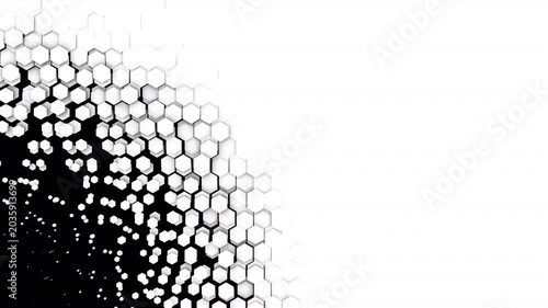 Hexagonal Halftone Dot Transition - Black and White Geometric Wipe Animation