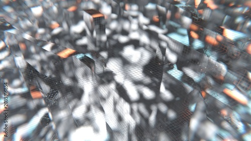 High-tech abstract background featuring holographic effects in digital environment