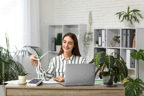Female engineer with wind t...