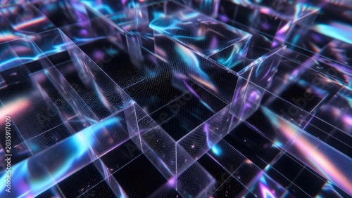 Showcasing futuristic holographic tech close-up of abstract digital spaces and virtual environments